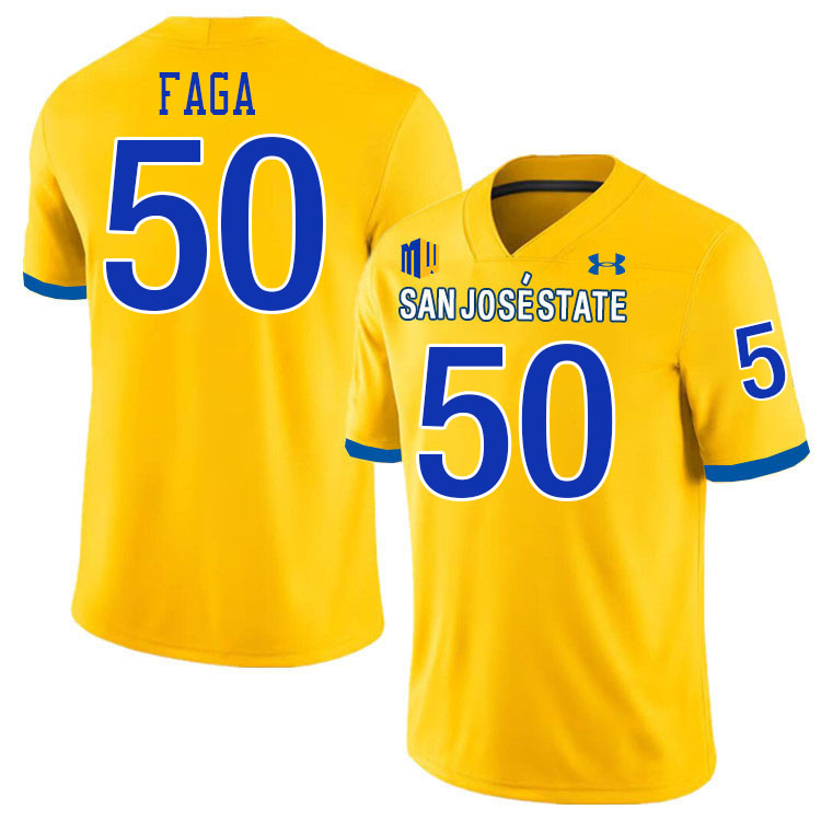 San Jose State Spartans #50 Gafa Faga College Football Jerseys,Uniforms-Gold